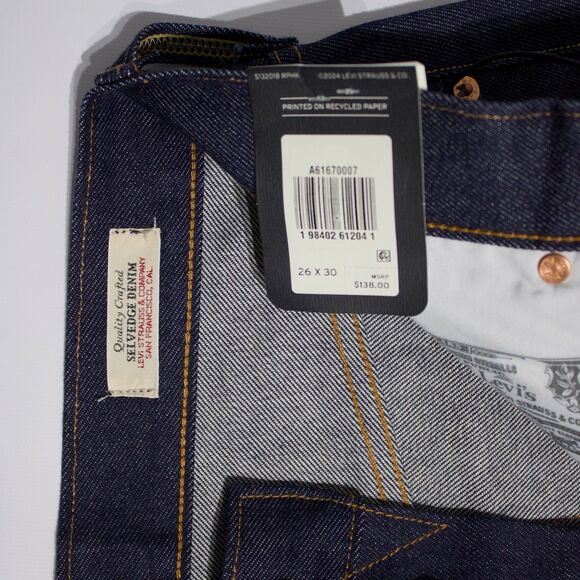NWT $138 Levi's 501 Original Selvedge Jeans High Rise Dark Wash Women Size 26x30 - Picture 11 of 15